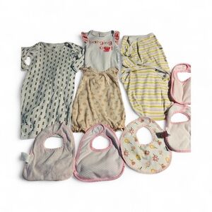 Colorful Baby Bodysuit, gown and Bib Collection 0/3 mo